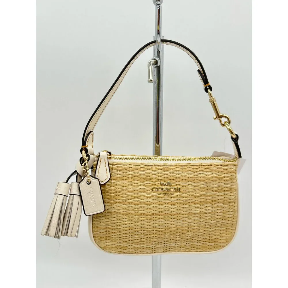 Coach Straw and Leather Women Wristlet